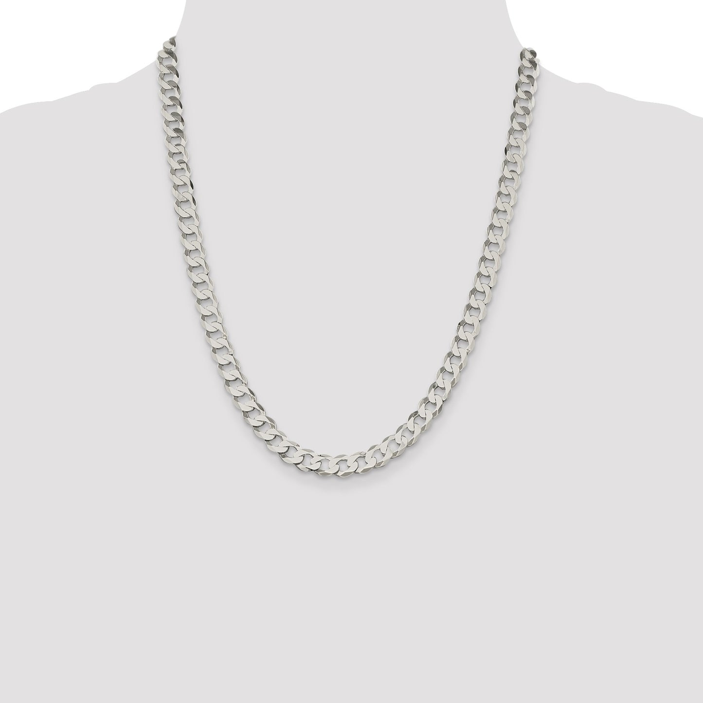 Sterling Silver 7.5mm Flat Curb Chain