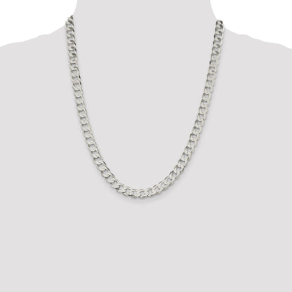 Sterling Silver 7.5mm Flat Curb Chain