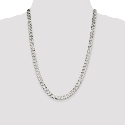 Sterling Silver 7.5mm Flat Curb Chain