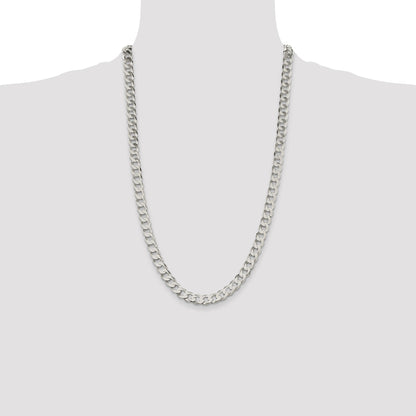 Sterling Silver 7.5mm Flat Curb Chain