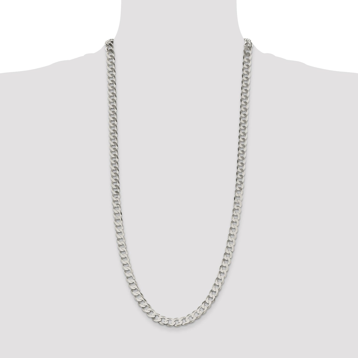 Sterling Silver 7.5mm Flat Curb Chain