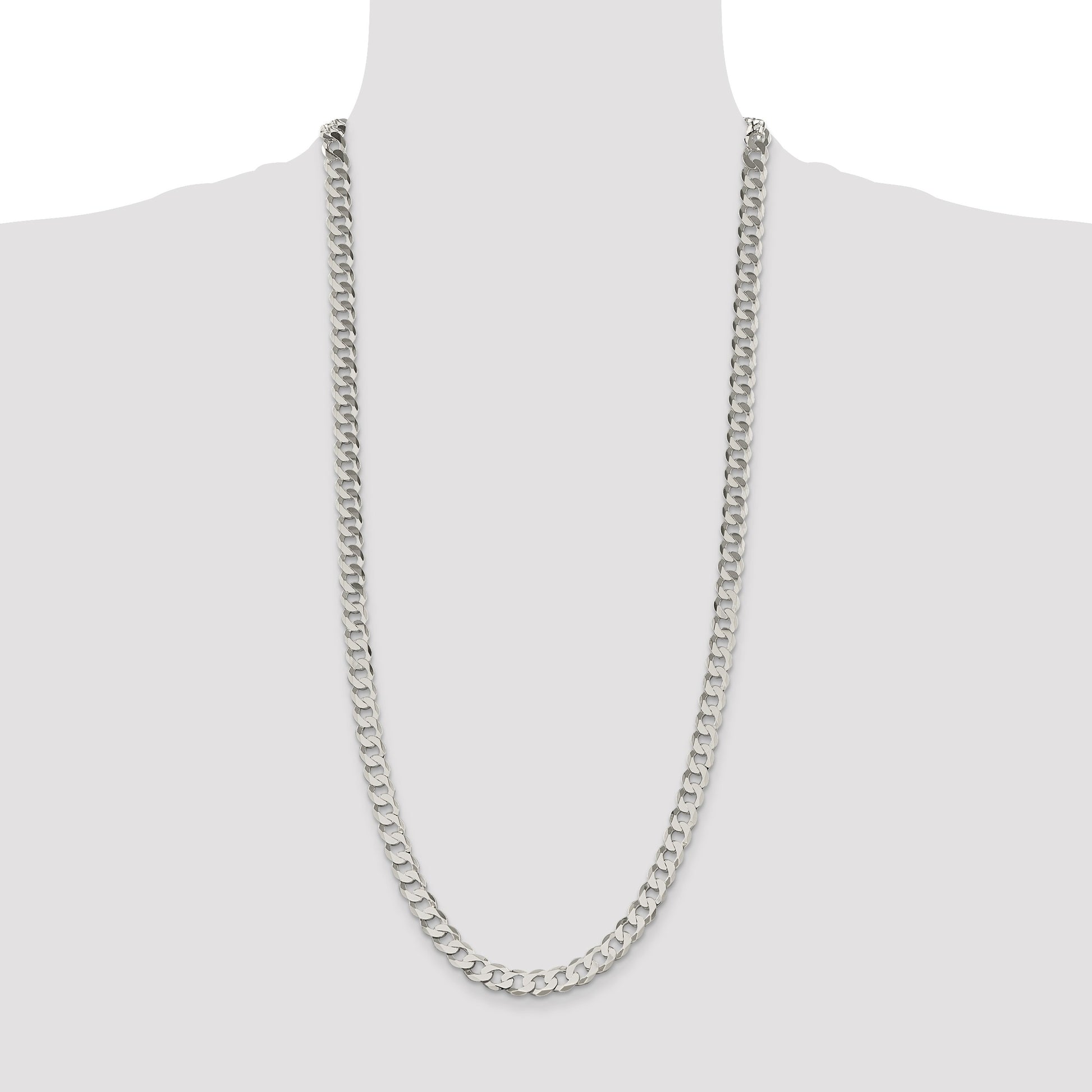 Sterling Silver 7.5mm Flat Curb Chain