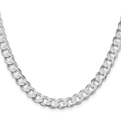 Sterling Silver Rhodium-plated 7.5mm Flat Curb Chain