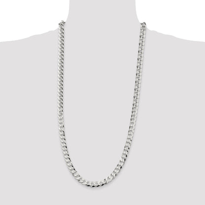 Sterling Silver 8.5mm Flat Curb Chain