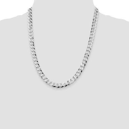 Sterling Silver Rhodium-plated 8.5mm Flat Curb Chain
