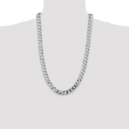 Sterling Silver Rhodium-plated 9.75mm Flat Curb Chain