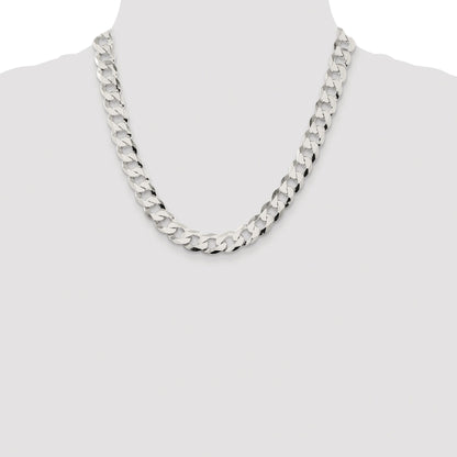 Sterling Silver Rhodium-plated 11.75mm Flat Curb Chain