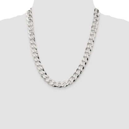 Sterling Silver Rhodium-plated 11.75mm Flat Curb Chain