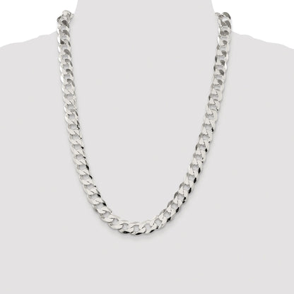 Sterling Silver Rhodium-plated 11.75mm Flat Curb Chain