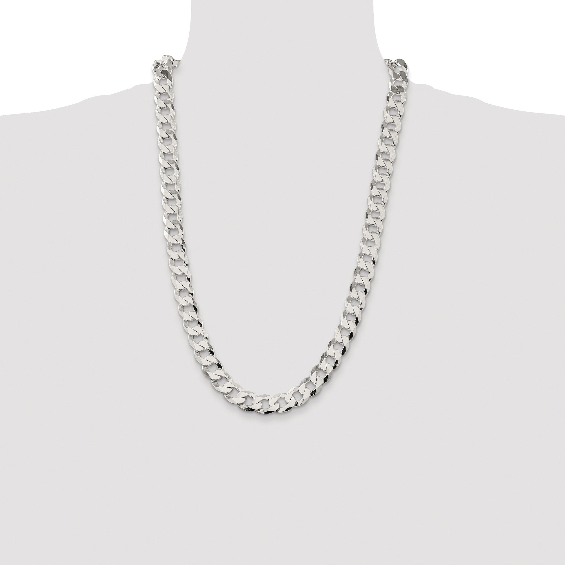 Sterling Silver Rhodium-plated 11.75mm Flat Curb Chain