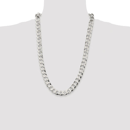 Sterling Silver Rhodium-plated 11.75mm Flat Curb Chain