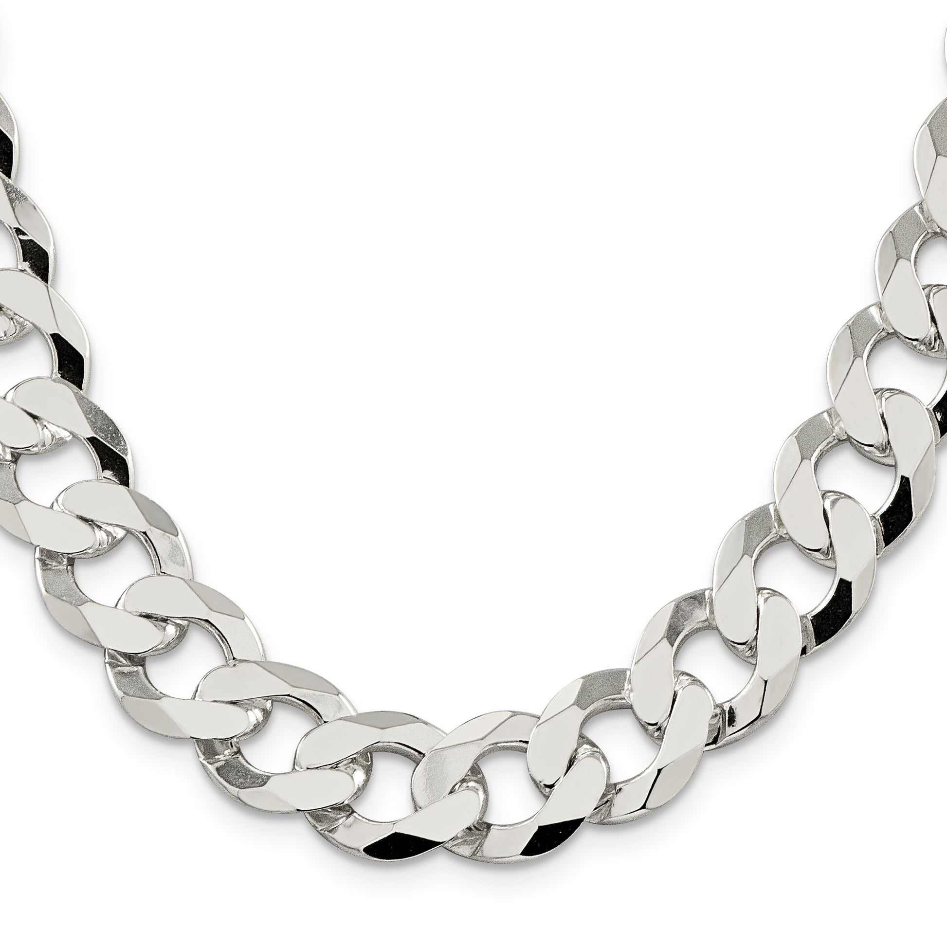Sterling Silver 14mm Flat Curb Chain