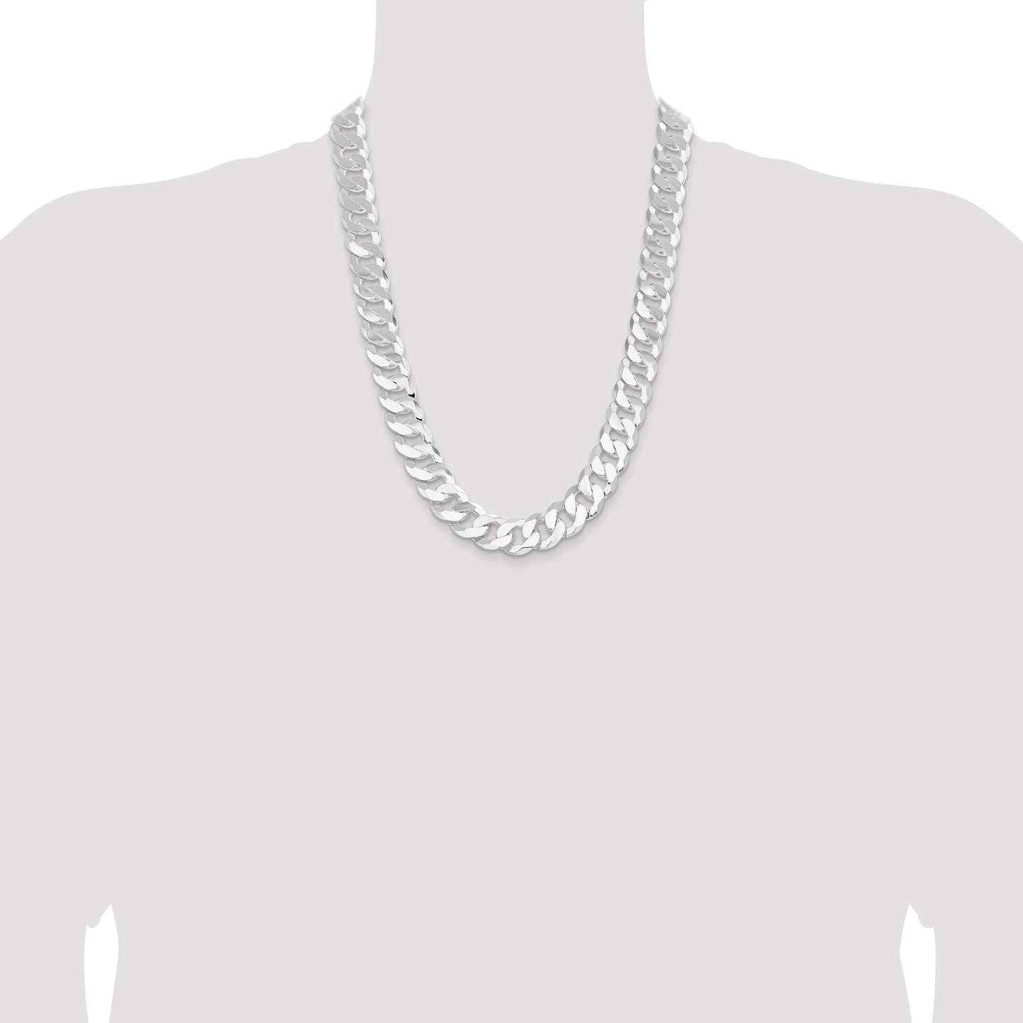 Sterling Silver 16mm Flat Curb Chain