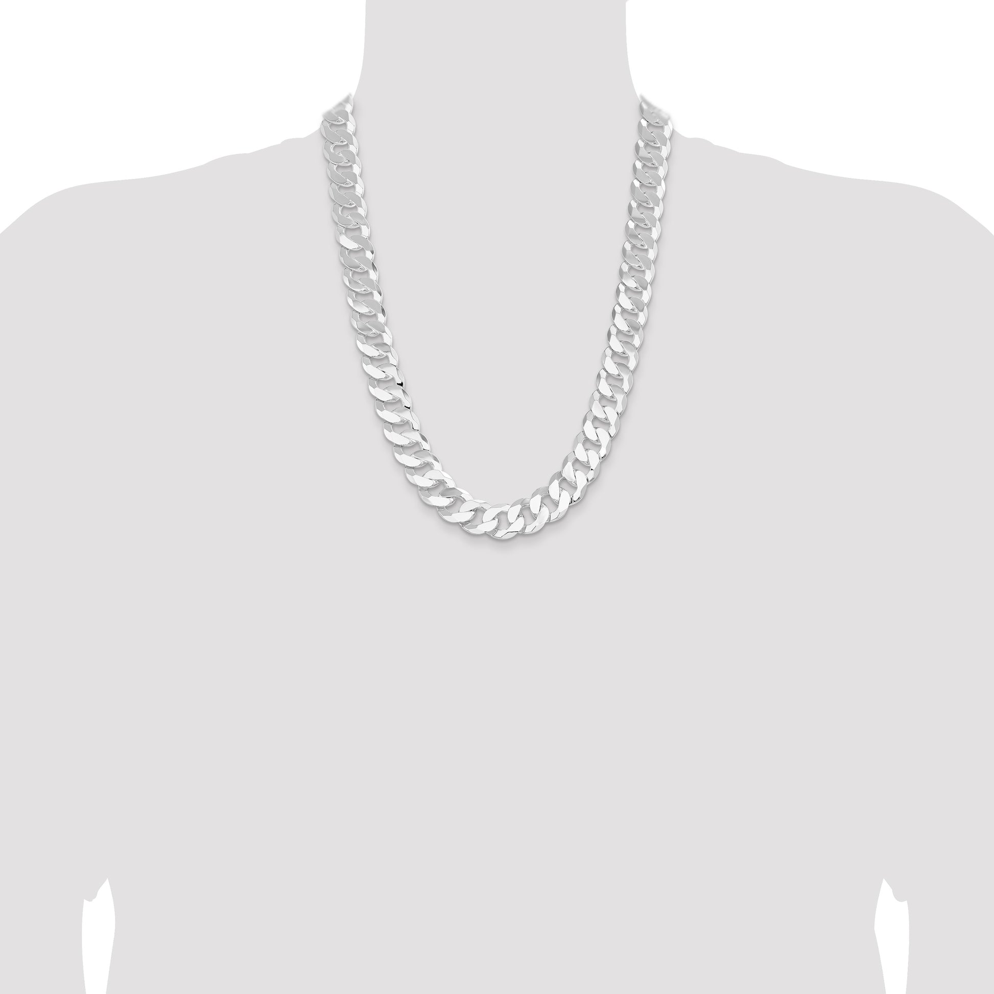 Sterling Silver 16mm Flat Curb Chain
