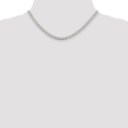 Sterling Silver 4.5mm Semi-solid Flat Curb Chain