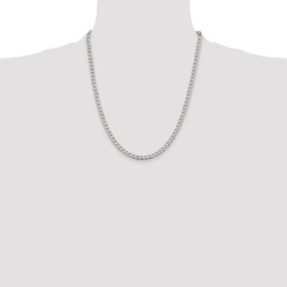 Sterling Silver 4.5mm Semi-solid Flat Curb Chain