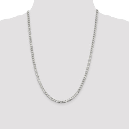 Sterling Silver 4.5mm Semi-solid Flat Curb Chain