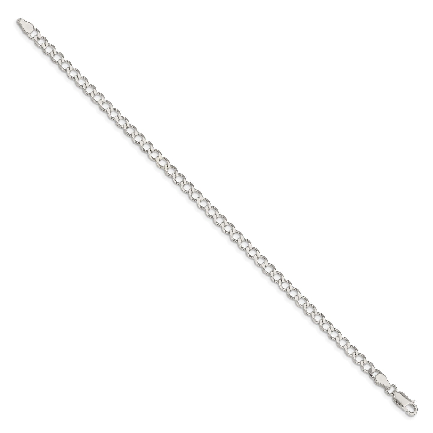 Sterling Silver 4.5mm Semi-solid Flat Curb Chain
