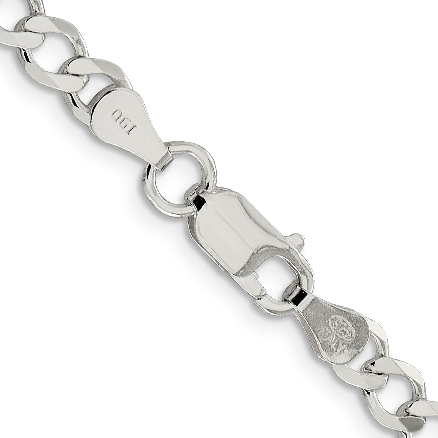 Sterling Silver 5.3mm Semi-solid Flat Curb Chain