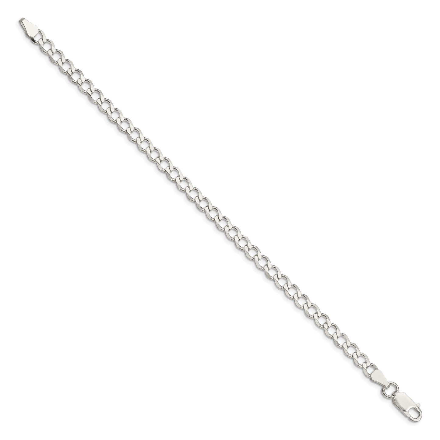 Sterling Silver 5.3mm Semi-solid Flat Curb Chain