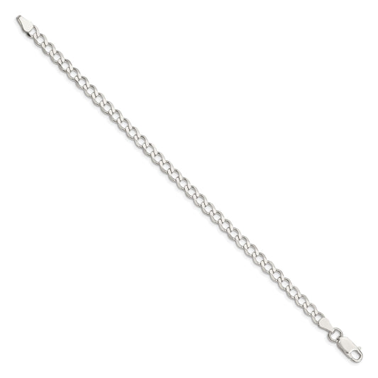 Sterling Silver 5.3mm Semi-solid Flat Curb Chain