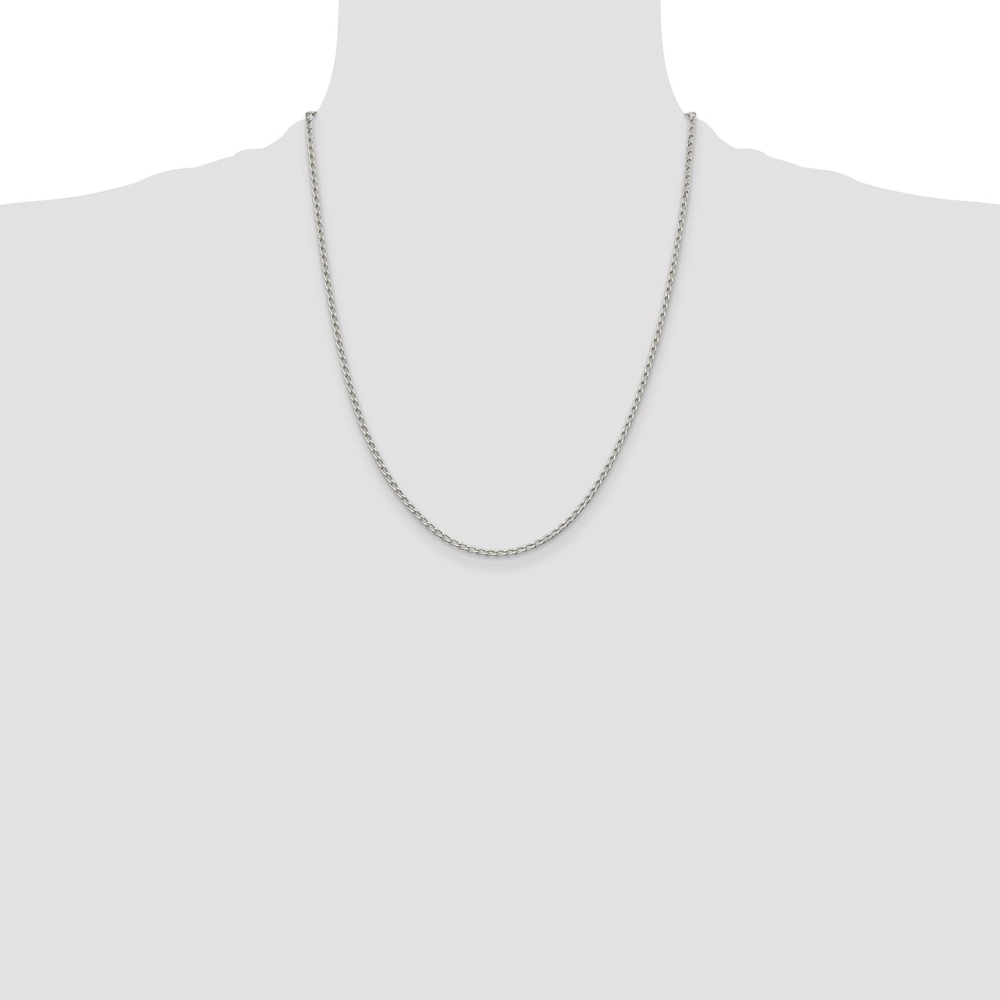 Sterling Silver 2mm Open Elongated Link Chain