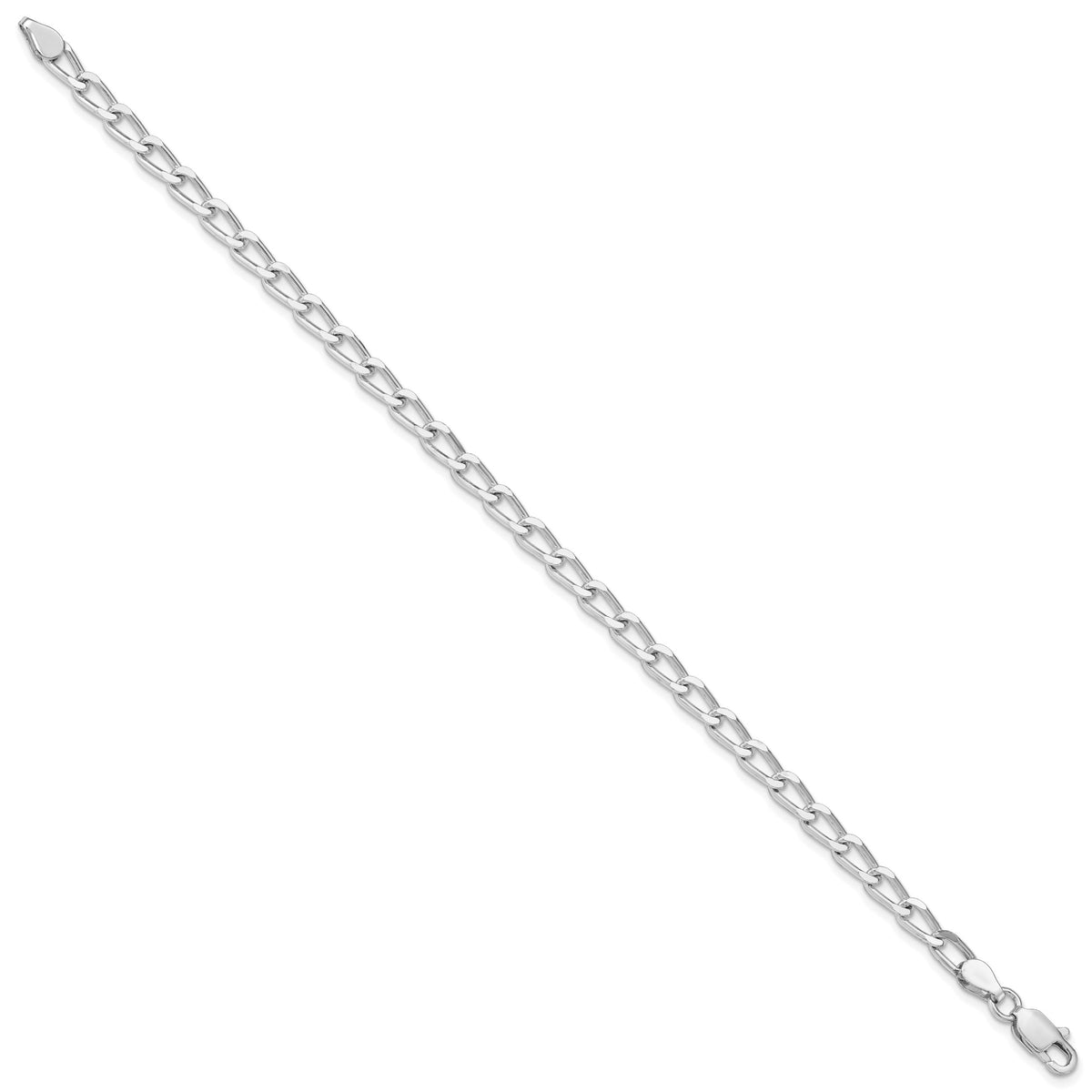 Amore La Vita Sterling Silver Rhodium-plated Solid 4.3mm 8 inch Open Link with Lobster Clasp Charm Bracelet