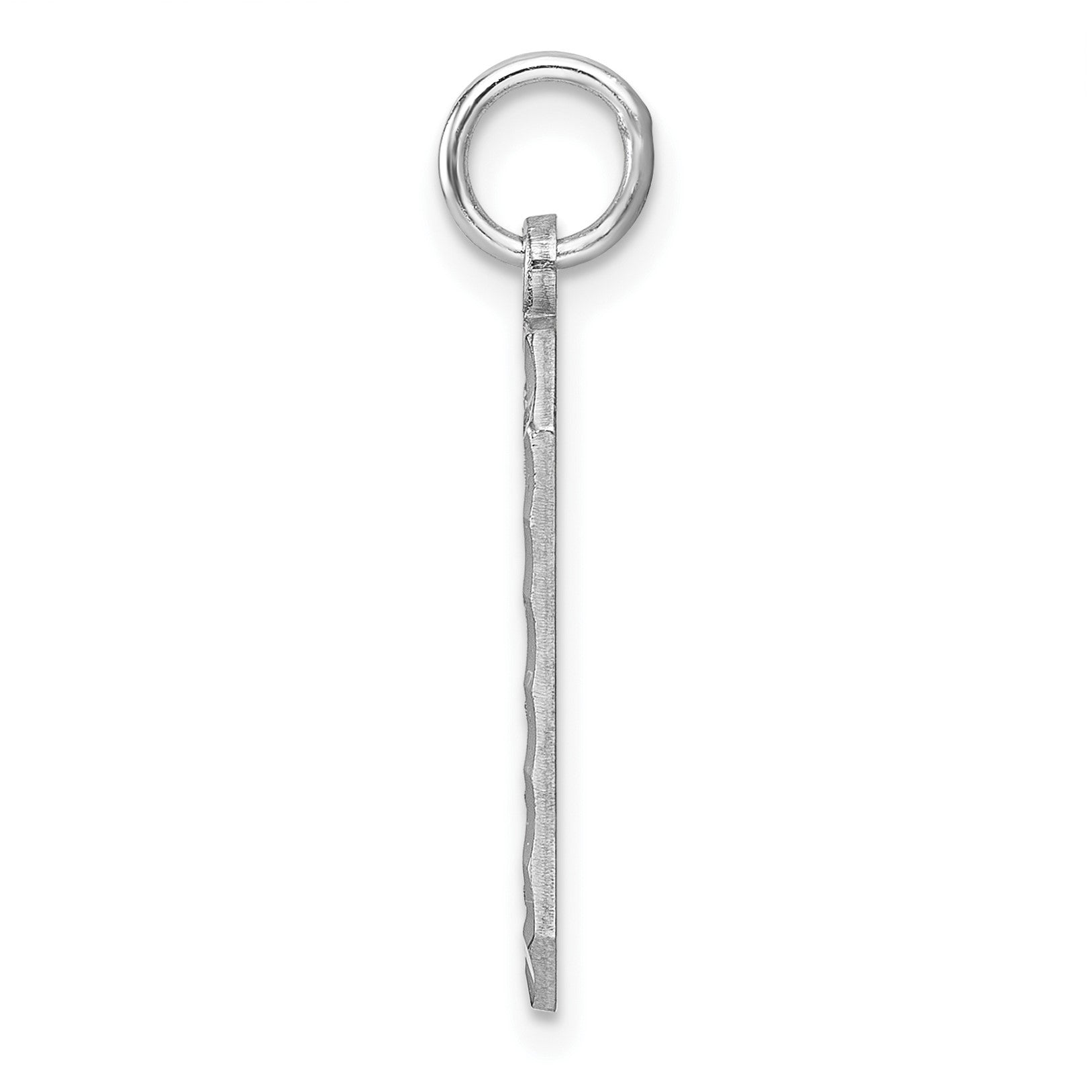 Sterling Silver Rhodium-plated Large Diamond-cut #0 Charm