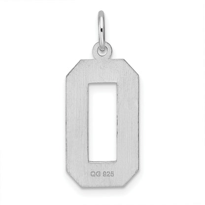 Sterling Silver Rhodium-plated Large Diamond-cut #0 Charm