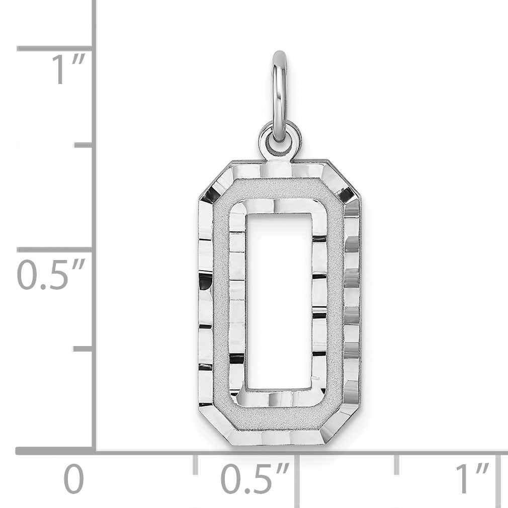 Sterling Silver Rhodium-plated Large Diamond-cut #0 Charm