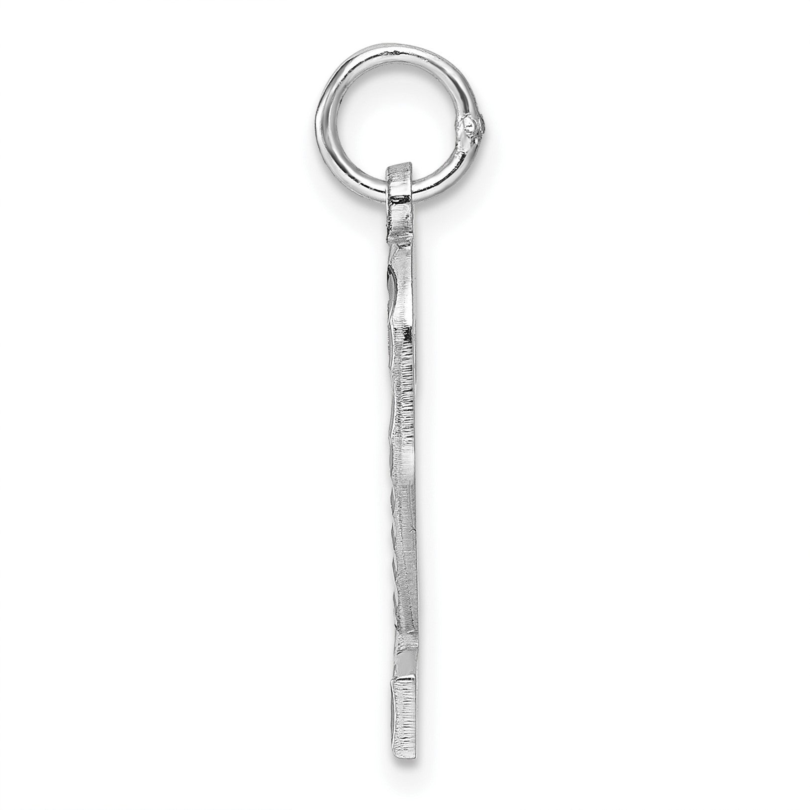 Sterling Silver Rhodium-plated Large Diamond-cut #2 Charm