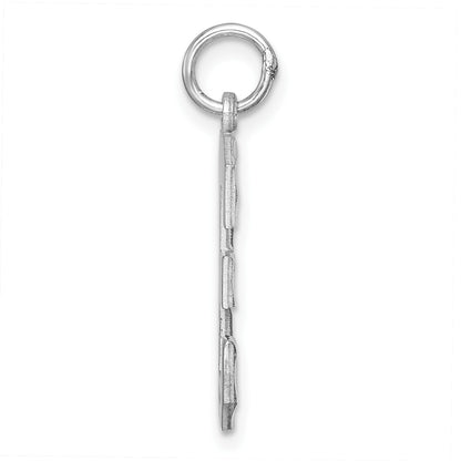 Sterling Silver Rhodium-plated Large Diamond-cut #3 Charm