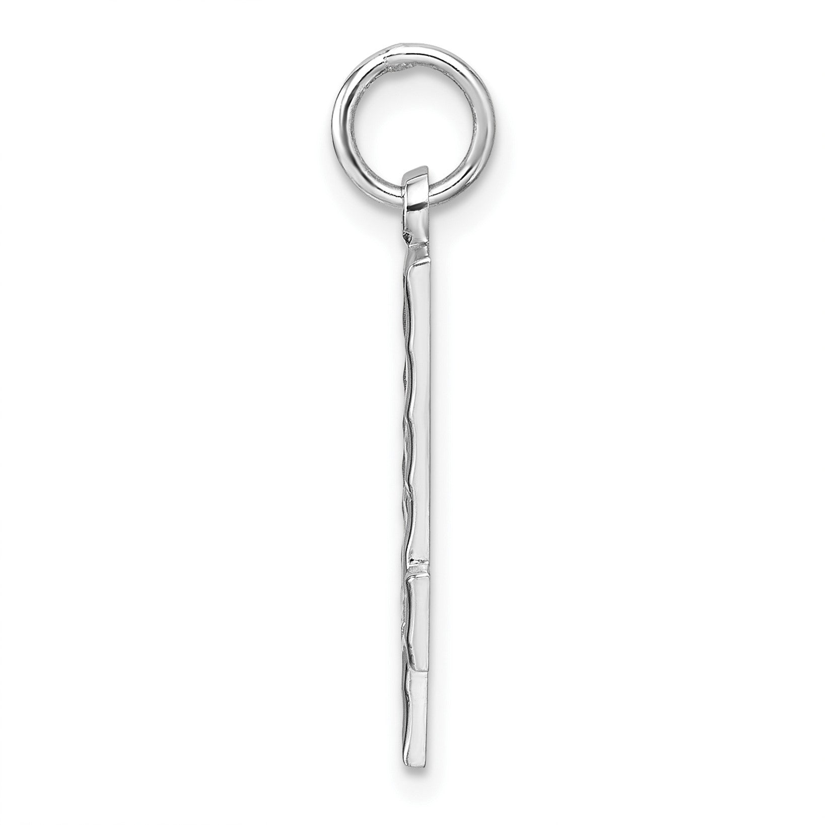Sterling Silver Rhodium-plated Large Diamond-cut #4 Charm