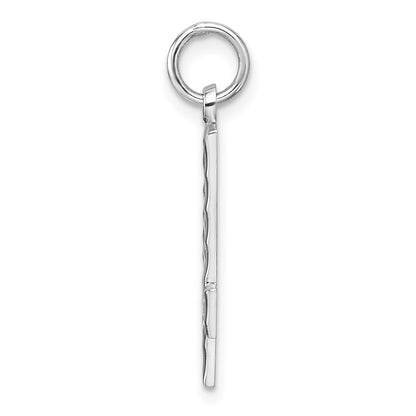 Sterling Silver Rhodium-plated Large Diamond-cut #4 Charm