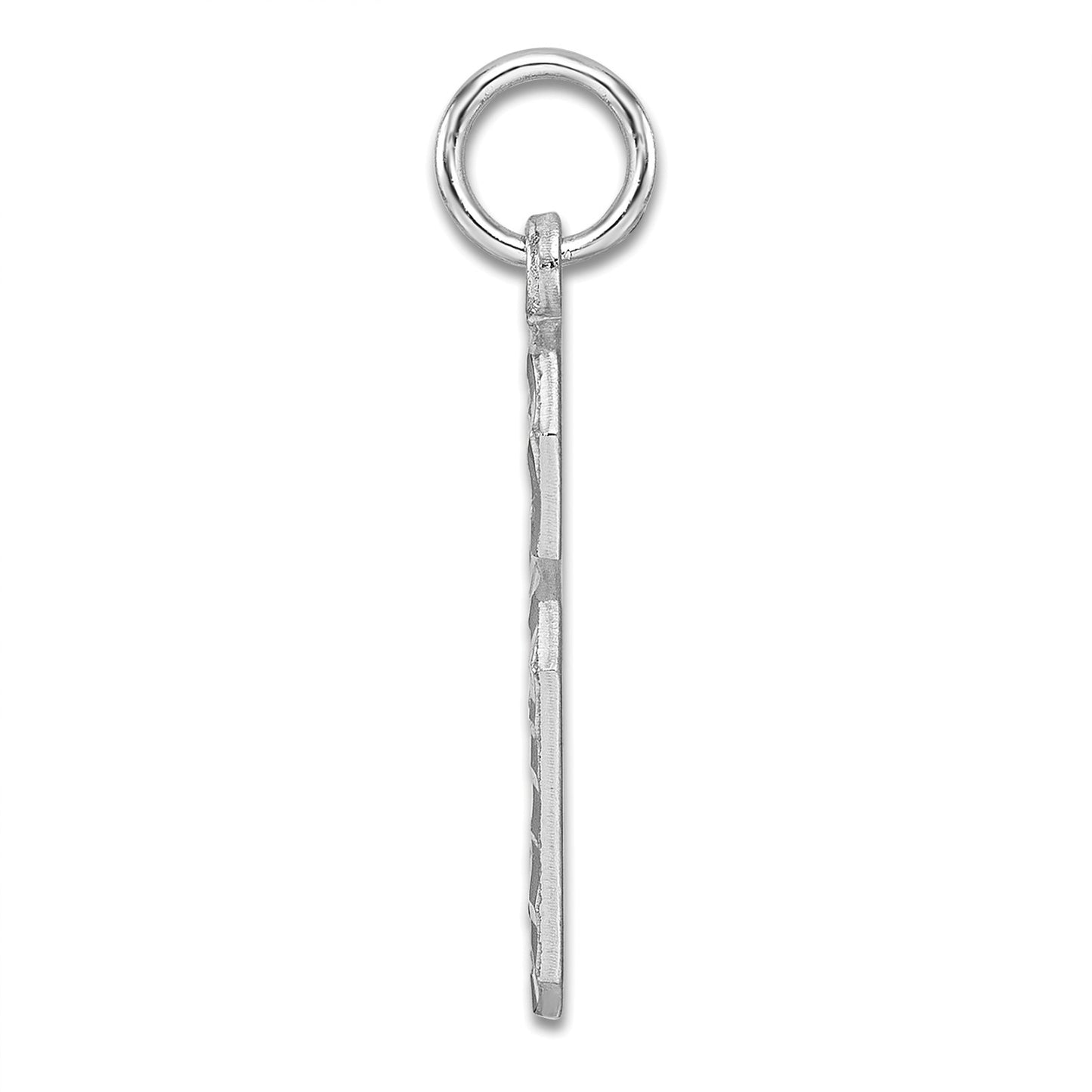 Sterling Silver Rhodium-plated Large Diamond-cut #6 Charm