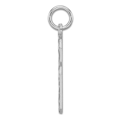 Sterling Silver Rhodium-plated Large Diamond-cut #6 Charm