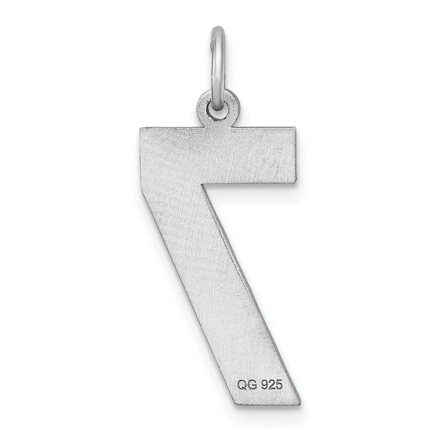 Sterling Silver Rhodium-plated Large Diamond-cut #7 Charm