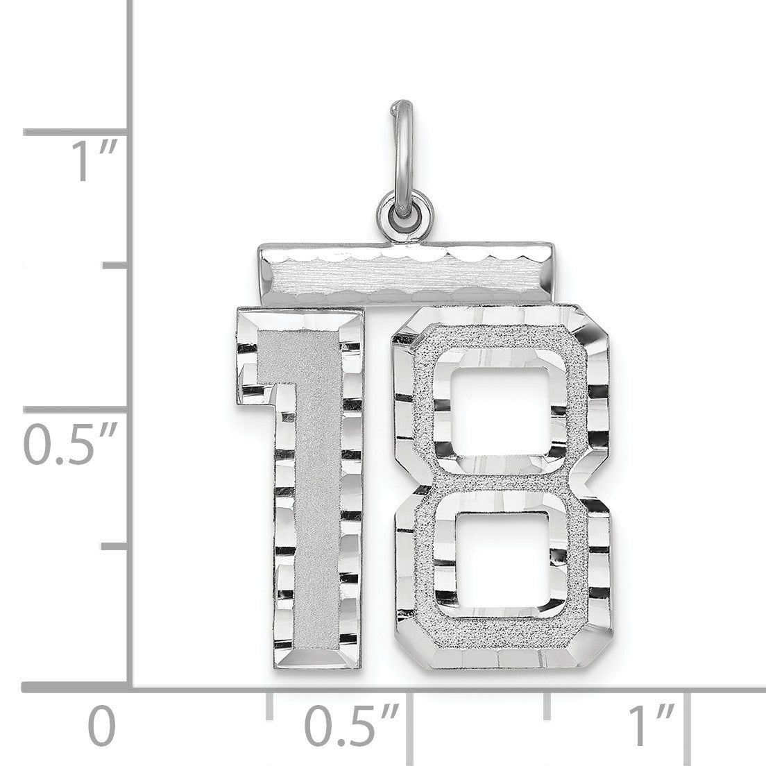 Sterling Silver Rhodium-plated Large #18 Charm
