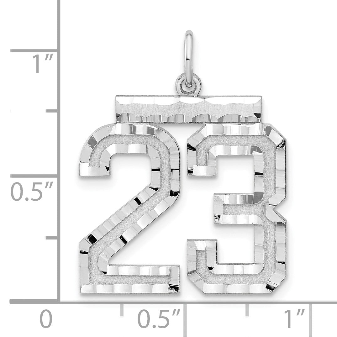 Sterling Silver Rhodium-plated Large #23 Charm