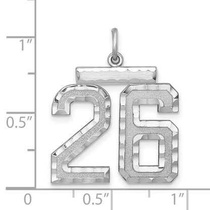 Sterling Silver Rhodium-plated Large #26 Charm