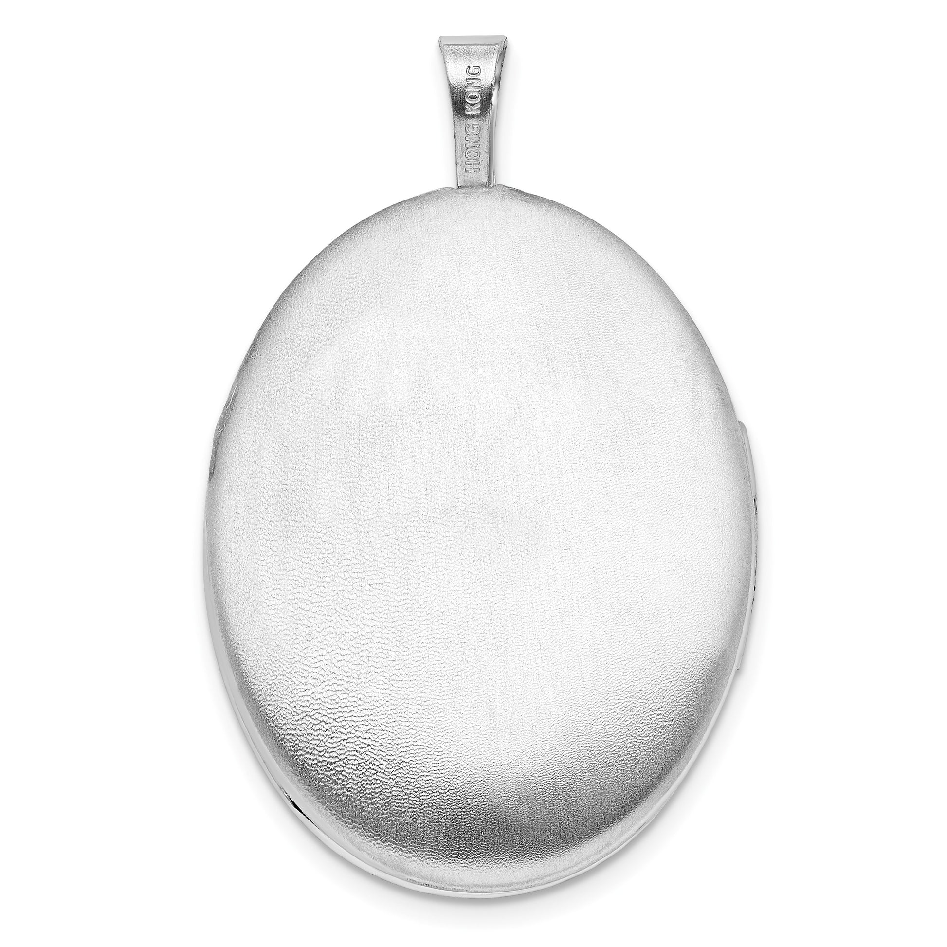 Sterling Silver Rhodium-plated Heart Border 26x20mm Oval Locket