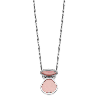 Sterling Silver Rhodium-plated Seashell 15mm Locket Necklace