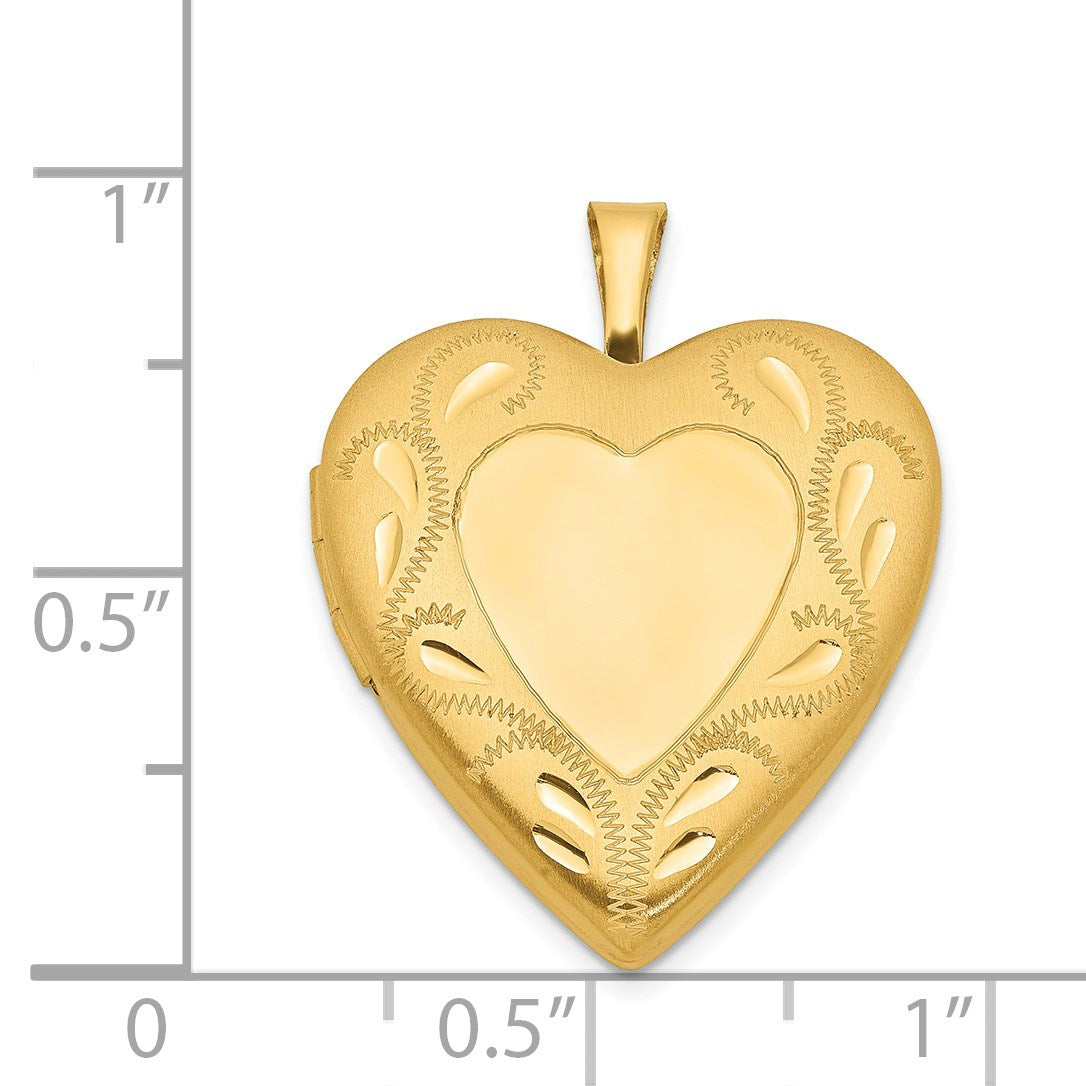 1/20 14K Gold Filled Polished & Satin Fancy Border 19mm Heart Locket