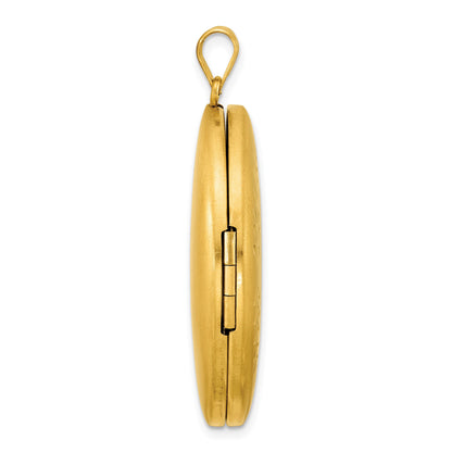 1/20 14K Gold Filled Polished and Satin Leaf Border 2-Frame 34mm Oval Locket