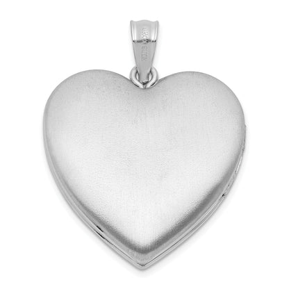 Sterling Silver Rhodium-plated Polished Paw Print 24mm Heart Locket