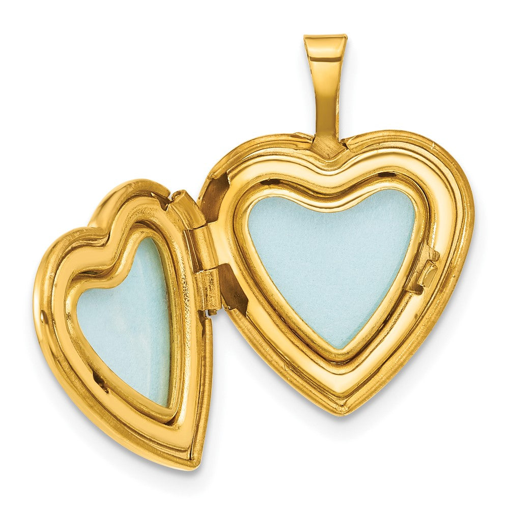 1/20 Gold Filled Polished & Textured Diamond 16mm Floral Heart Locket