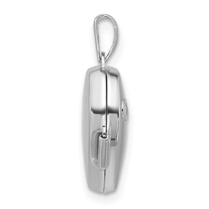 Sterling Silver Rhodium-plated Half Point Diamond Infinity 15mm Heart Locket