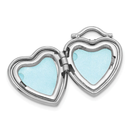 Sterling Silver Rhodium-plated Polished Front/Brushed Back 1/20 carat Diamond 12mm Heart Locket