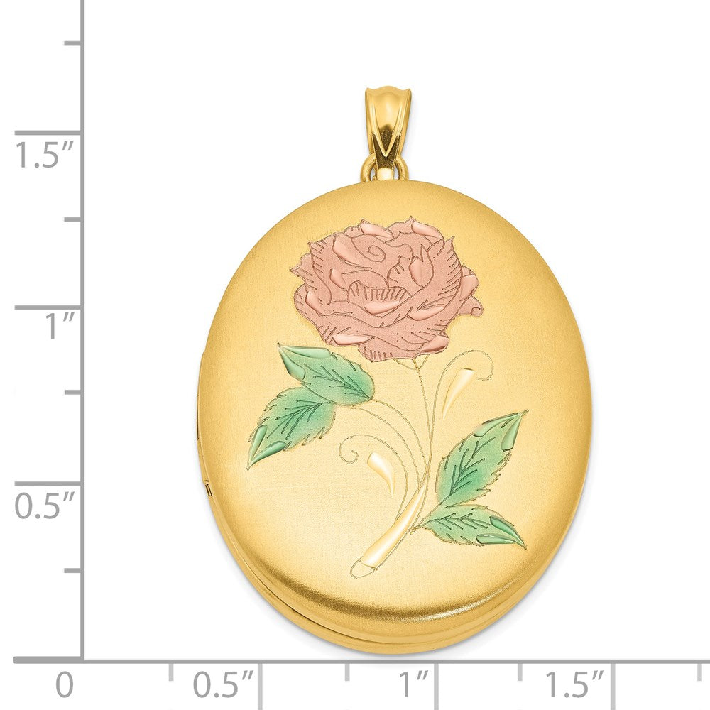 1/20 Gold Filled 34mm Enameled Flower Oval Locket