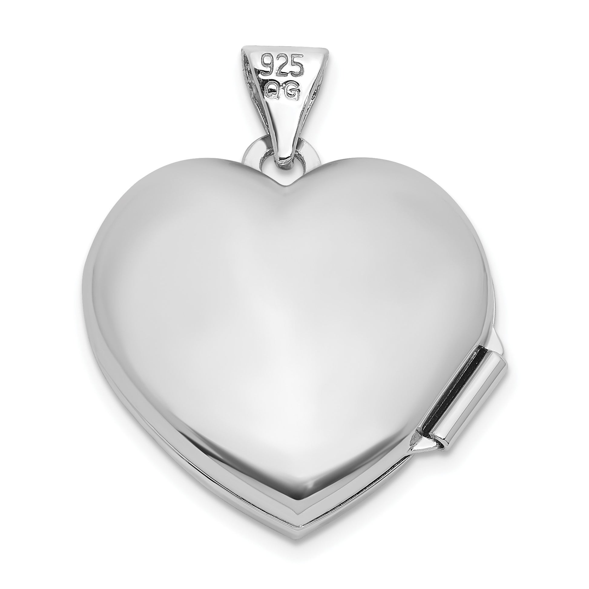 Sterling Silver Rhodium-plated Aquamarine March Birthstone 18mm Heart Locket